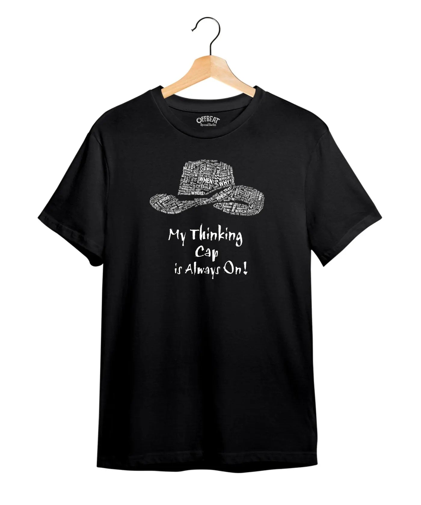 "Thinking Cap" Printed T-Shirt – Premium Round Neck - Black & Bottle Green - 100% Cotton Offbeat