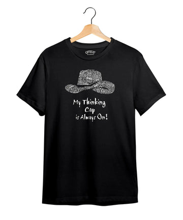 "Thinking Cap" Printed T-Shirt – Premium Round Neck - Black & Bottle Green - 100% Cotton Offbeat