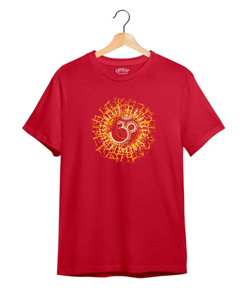 "Universe Emitter" Printed T-Shirt – Premium Round Neck - Red - 100% Cotton Offbeat