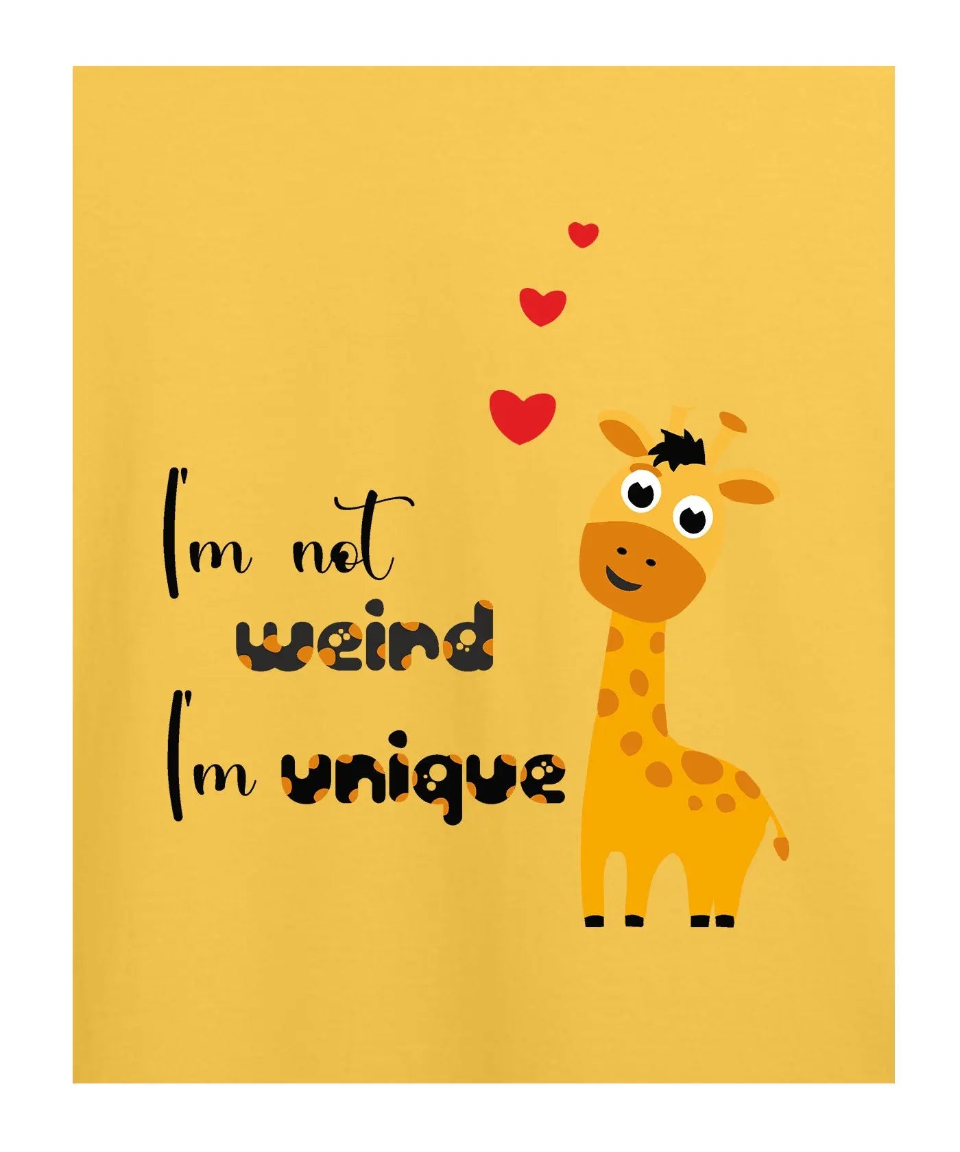 "Weird and Unique" - Kids Unisex T-Shirt – Premium Round Neck - Minion Yellow - 100% Cotton Offbeat