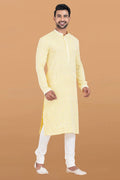 Yellow & White Rayon Printed Kurta Pajama Set - Traditional Wear RTI