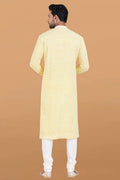 Yellow & White Rayon Printed Kurta Pajama Set - Traditional Wear RTI