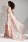 Baby Pink  & Cream Satin Saree with Fancy Work Border LF