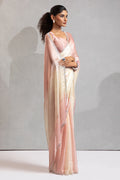 Baby Pink  & Cream Satin Saree with Fancy Work Border LF