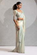 Pista Green & Cream Satin Saree with Fancy Work Border LF