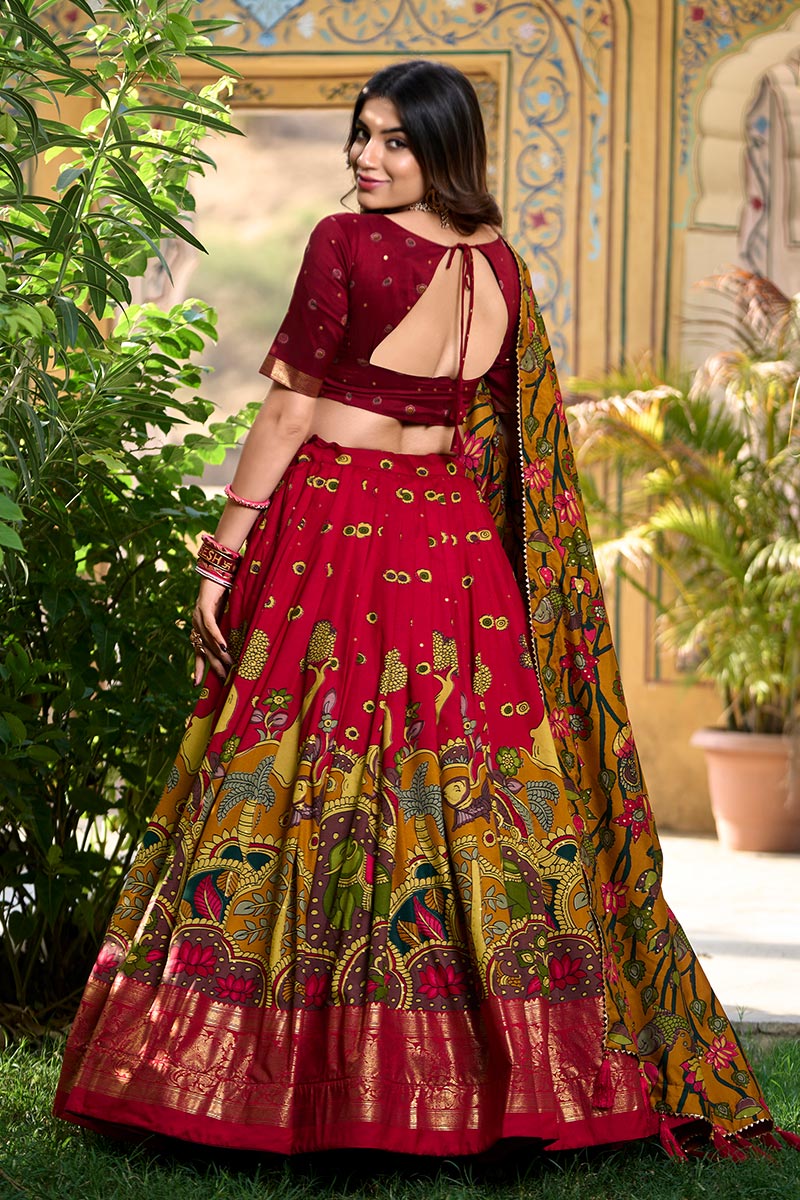 Stunning Maroon Half Saree with Golden Border | Bridal & Partywear Saree UK RTI