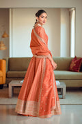 Elegant Orange Anarkali Suit with Golden Detailing RTI