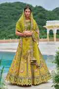 Yellow & Mehendi Green Embroidered Bridal Grand Lehenga Set RTI