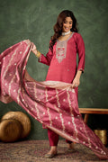 Elegant Pink Salwar suit with Golden Detailing Zari Work Dupatta RTI