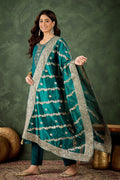 Elegant Green Salwar suit with Golden Detailing Zari Work Dupatta RTI