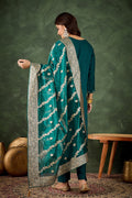 Elegant Green Salwar suit with Golden Detailing Zari Work Dupatta RTI