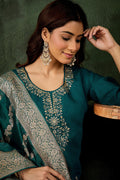Elegant Green Salwar suit with Golden Detailing Zari Work Dupatta RTI