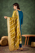 Elegant Teal Salwar suit with Golden Detailing Zari Work Dupatta RTI