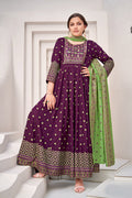 Elegant Wine Anarkali Suit for Women – Embroidered Detail RTI