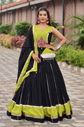 Black & Lime Green Embroidered Lehenga Choli Set – Navratri Special RTI