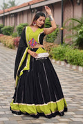 Black & Lime Green Embroidered Lehenga Choli Set – Navratri Special RTI