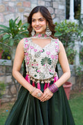 Off White Pure Simar Tissue silk Lehenga Choli for Navratri Festival RTI