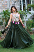 Off White Pure Simar Tissue silk Lehenga Choli for Navratri Festival RTI