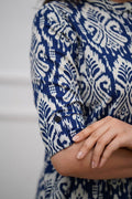 Navy Blue Ikat Print Cotton Kurta Set with Pants – Ethnic Chic PR