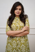 Green Ikat Print Cotton Kurta Set with Pants – Ethnic Chic RTI