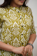 Green Ikat Print Cotton Kurta Set with Pants – Ethnic Chic RTI