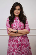 Pink Ikat Print Cotton Kurta Set with Pants – Ethnic Chic RTI