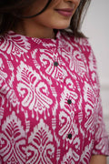 Pink Ikat Print Cotton Kurta Set with Pants – Ethnic Chic RTI
