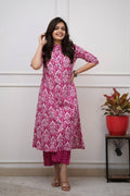 Pink Ikat Print Cotton Kurta Set with Pants – Ethnic Chic RTI