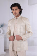 Cream Malai silk Embroidered Men's Indo Western RTI