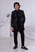 Nocturne Noir Black Velvet Embroidered Jacket for Men RTI
