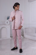 Blush Elegance Pink Embroidered Jacquard Men's Indo Western Suit RTI