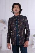 Jade Black Embroidered Indo-Western Sherwani Jacket Set RTI