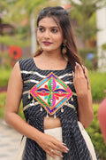 Navratri Special Mirrorwork Black & Ivory Tiered Lehenga Set RTI