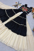 Navratri Special Mirrorwork Black & Ivory Tiered Lehenga Set RTI