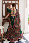 Deep Green Embroidered Lehenga Choli with Floral Dupatta RTI