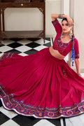 Pink Embroidered Lehenga Choli with Floral Dupatta RTI