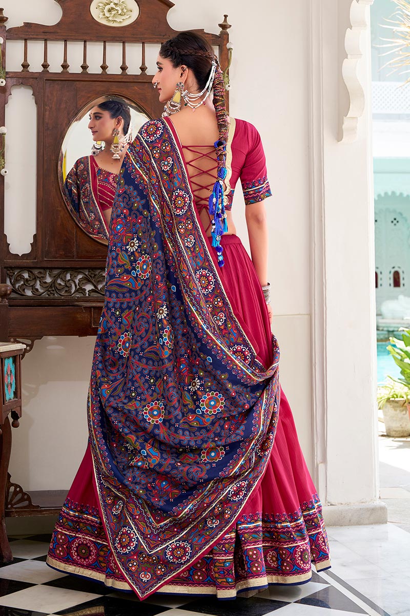 Pink Embroidered Lehenga Choli with Floral Dupatta RTI