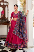 Pink Embroidered Lehenga Choli with Floral Dupatta RTI