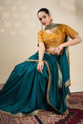 Festive Teal Saree with Golden Detailing – Perfect for Weddings RTI
