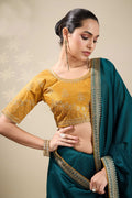 Festive Teal Saree with Golden Detailing – Perfect for Weddings RTI