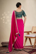 Traditional  Pink Saree with Golden Border – Wedding & Festive Wear RTI