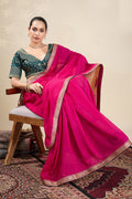 Traditional  Pink Saree with Golden Border – Wedding & Festive Wear RTI
