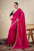 Traditional  Pink Saree with Golden Border – Wedding & Festive Wear RTI