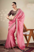 Pink Saree Online UK | Georgette Saree with Gold Embroidery RTI