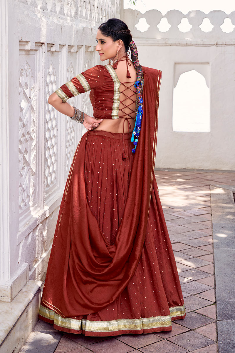 Garba night gracefull Maroon Printed Lehenga Choli for Navratri Festival RTI