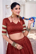 Garba night gracefull Maroon Printed Lehenga Choli for Navratri Festival RTI