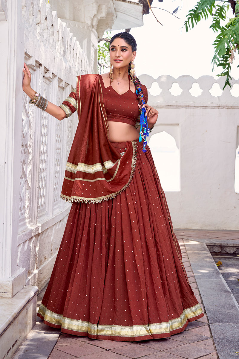Garba night gracefull Maroon Printed Lehenga Choli for Navratri Festival RTI