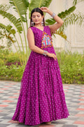 Purple Mirror Embroidered Faux Georgette Maxi Dress RTI