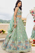 Pastel Green Floral Embroidered Lehenga Set with Dupatta RTI