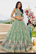 Pastel Green Floral Embroidered Lehenga Set with Dupatta RTI